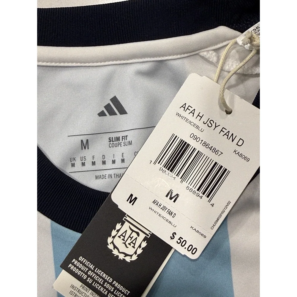 Adidas Argentina 2026 Fan Jersey KA8069 White Ice Blue Mens Medium NWT
